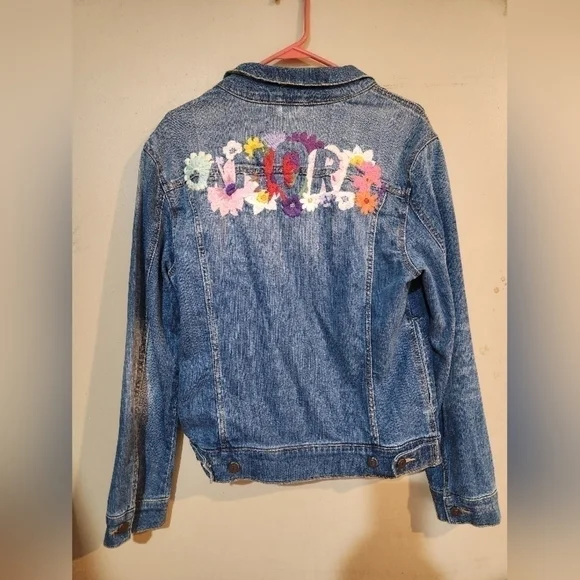 Upcycle Anthropologie Pilcro and the Letterpress Amore Jean Jacket size Small - Picture 9 of 9